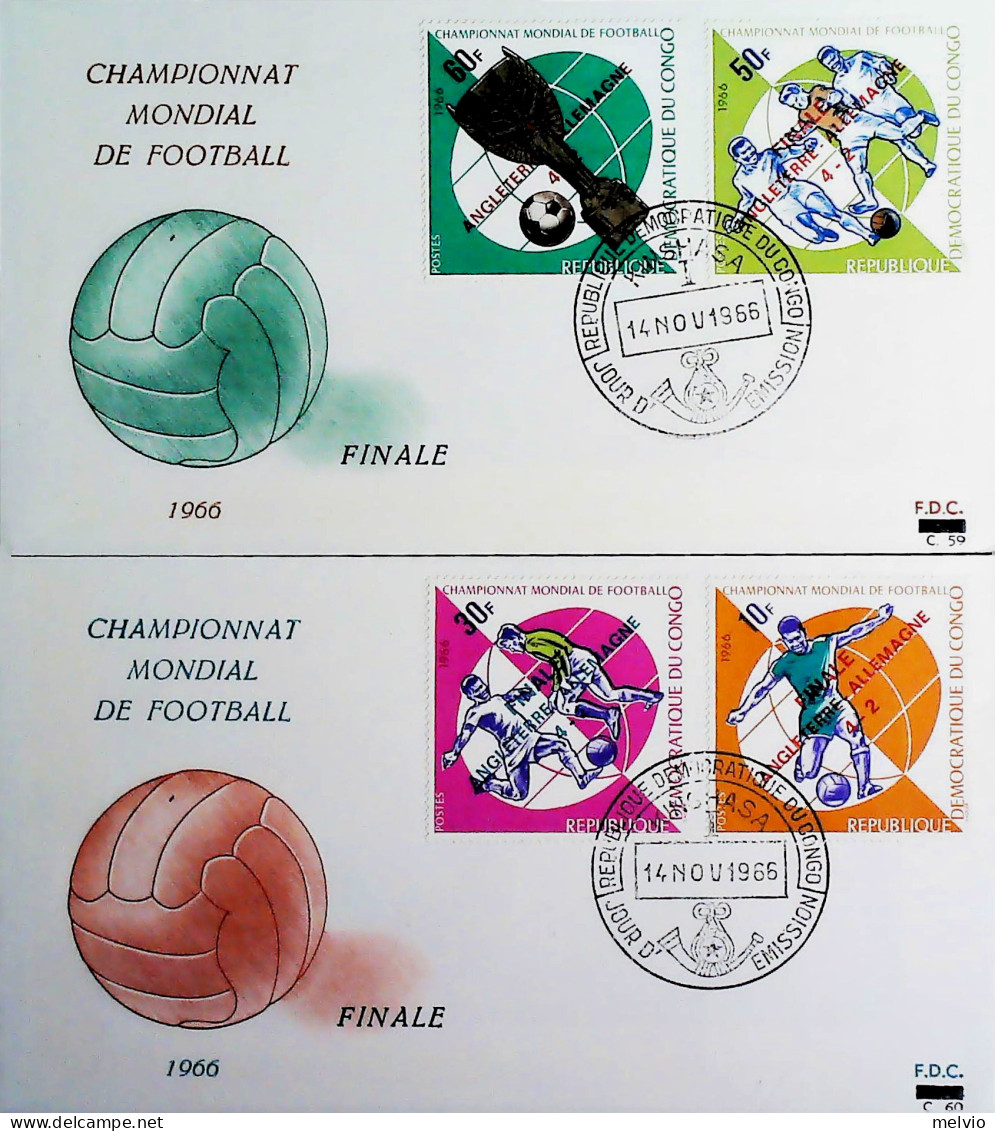 1966-CONGO REP. Camp. Mondo Calcio Vittoria Gran Bretagna Serie Cpl. (638/45) Su - Andere & Zonder Classificatie