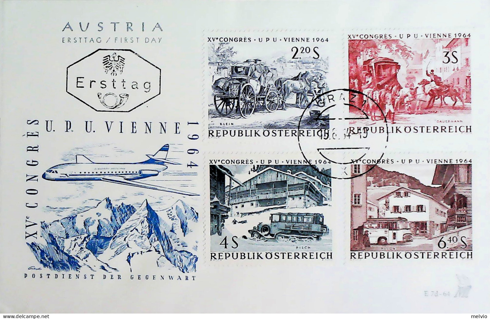 1964-Austria 15 Confer. UPU Serie Cpl. (993/9) Su Due Buste Fdc - FDC