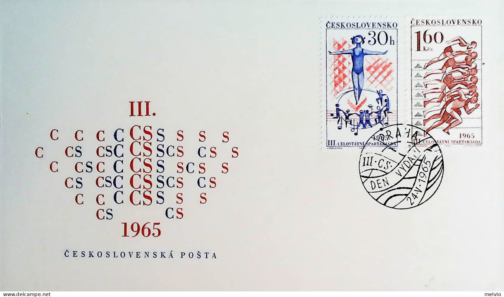 1965-CECOSLOVACCHIA CECOSLOVENSKO 3 Spartachiadi Naz. Serie Cpl. Due Fdc - FDC