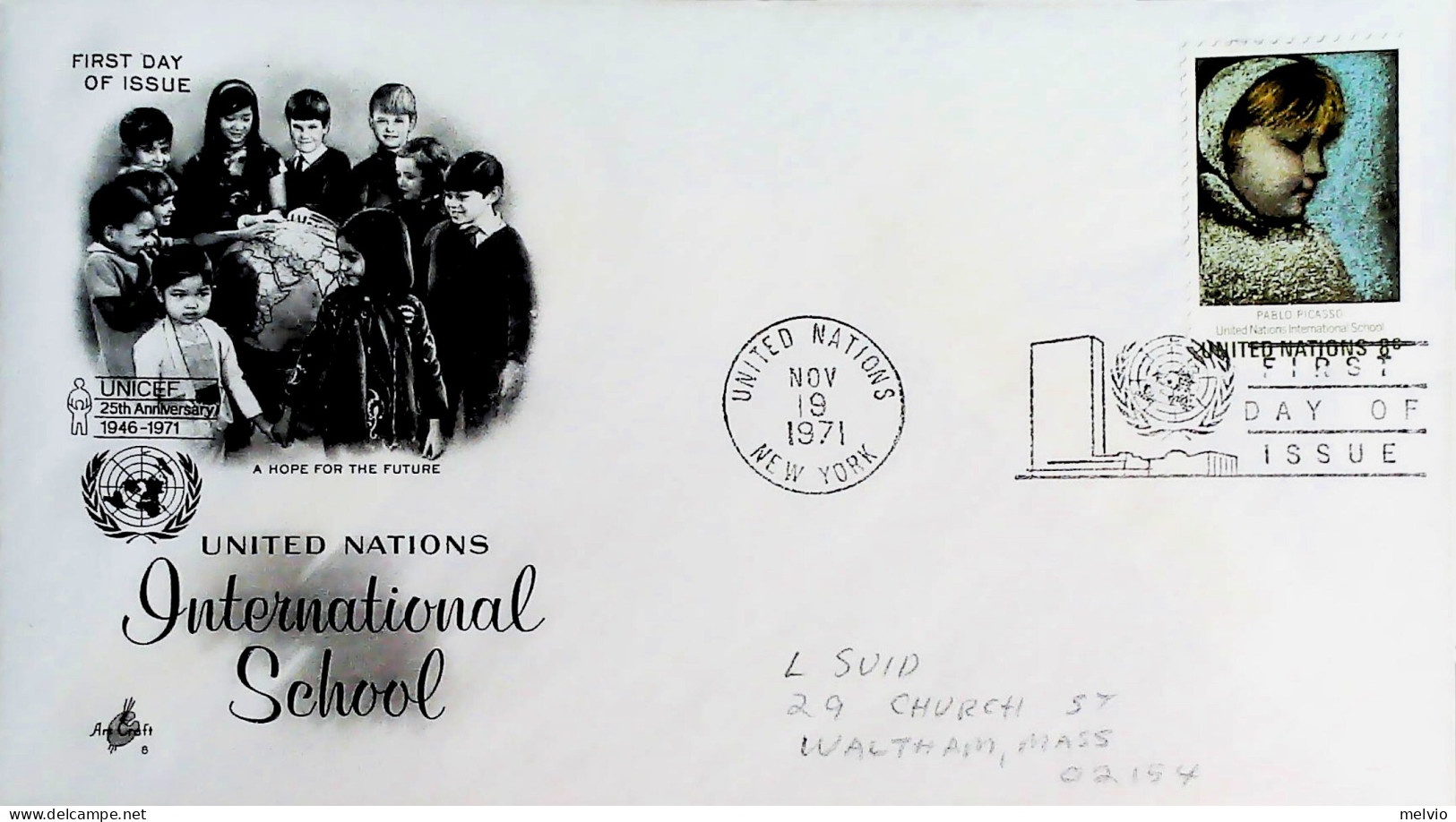 1971-NAZIONI UNITE Scuola Internazionale Serie Cpl 2 Fdc - FDC