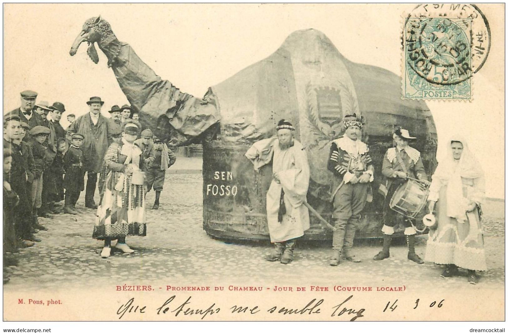 34 BEZIERS. Promenade Du Chameau Jour De Fête. Timbre Taxe 1906 - Beziers