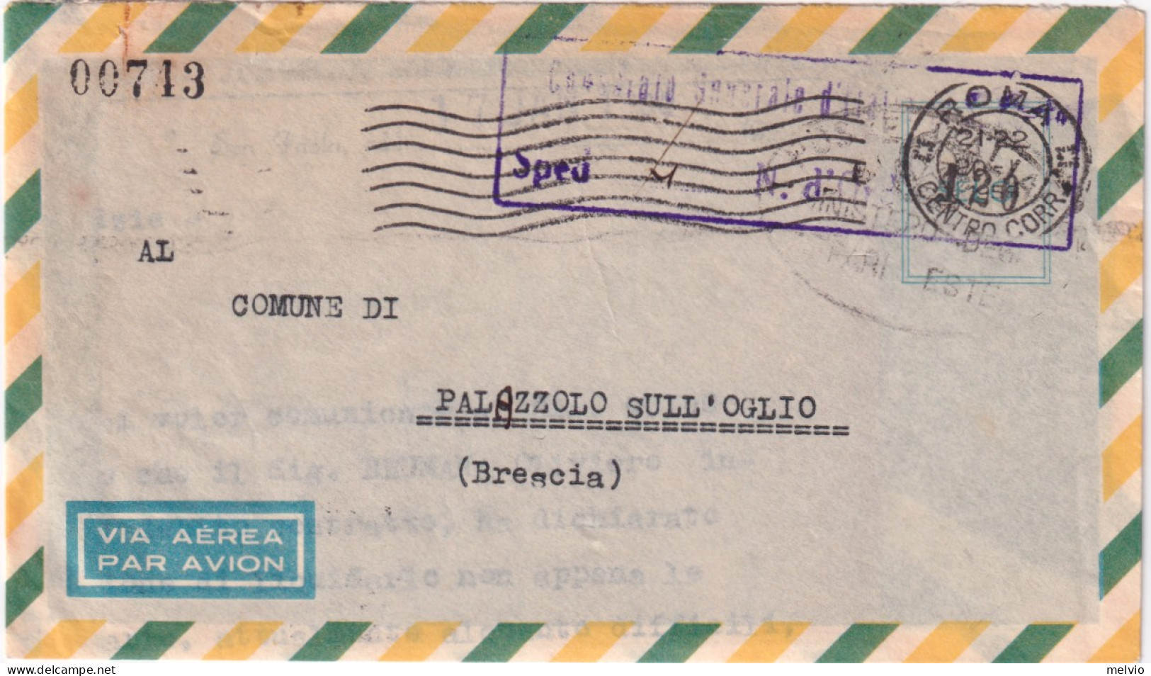 1958-busta Dal Brasile (consolato Gen.Italia Di San Paolo) Per Brescia Con Bollo - Autres & Non Classés