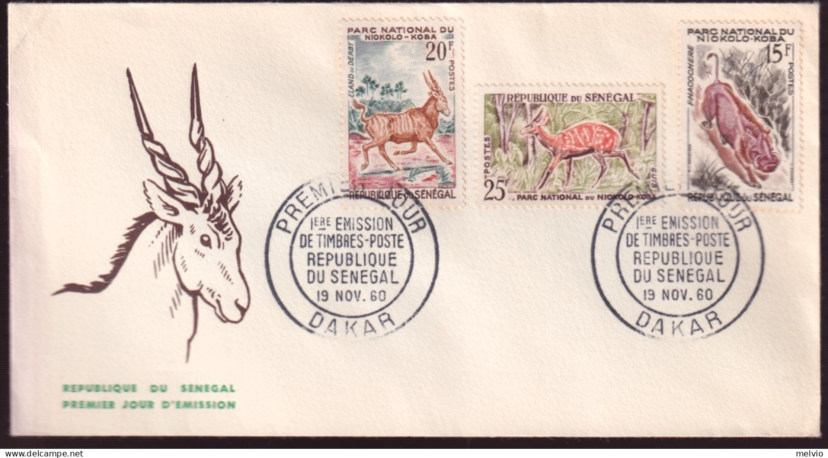 1960-Senegal Parco Nazionale Antilopi Serie Cpl. (3092/03) Su Due Fdc - Senegal (1960-...)