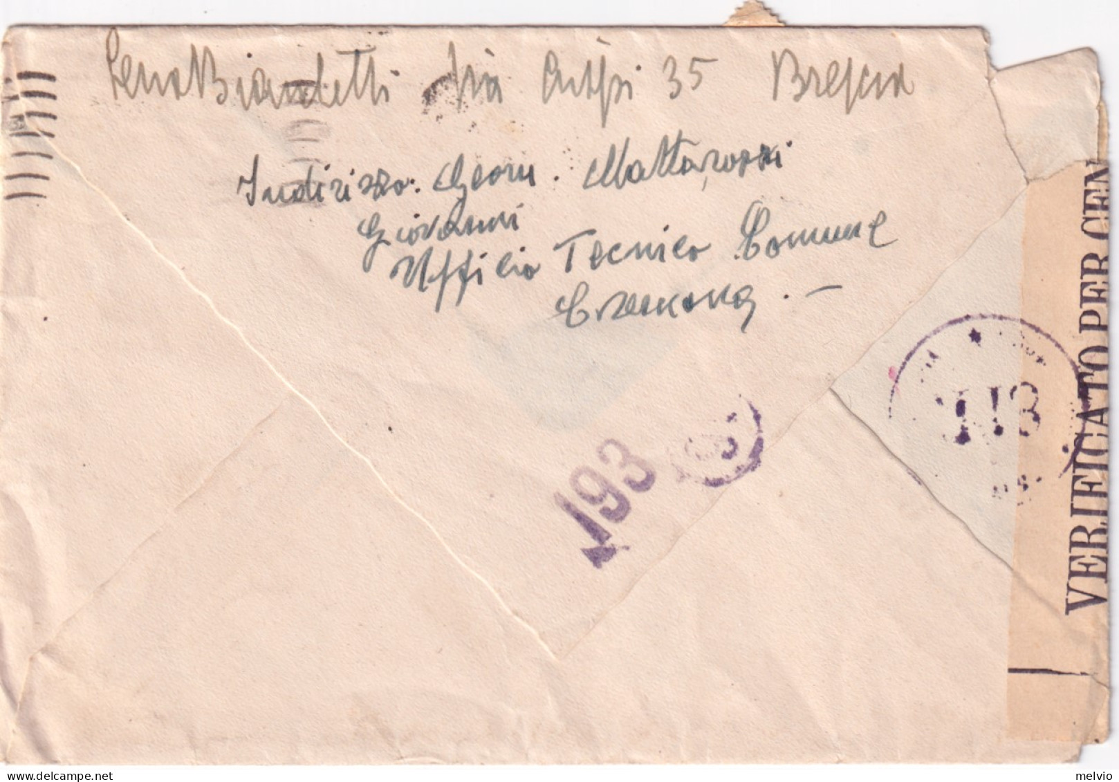 1944-Segnatasse Sopr. Fascetto Coppia Lire 1 (68) Un Esemplare Debordante Ma Per - Marcophilia