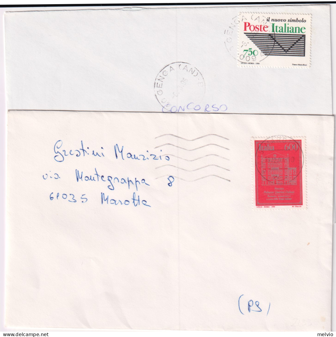 1995-ENTE POSTE I Tre Valori (2133/5) Isolato Su Tre Lettere - 1991-00: Marcophilie