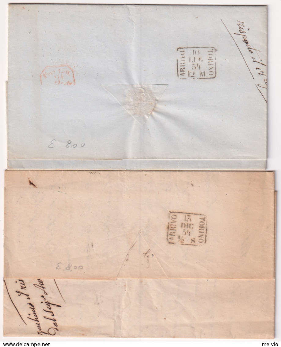1854-LIVORNO C1 Bandelle Uno Verde E Uno Rosso Su 2 Lettere Complete Testo Per T - Unclassified