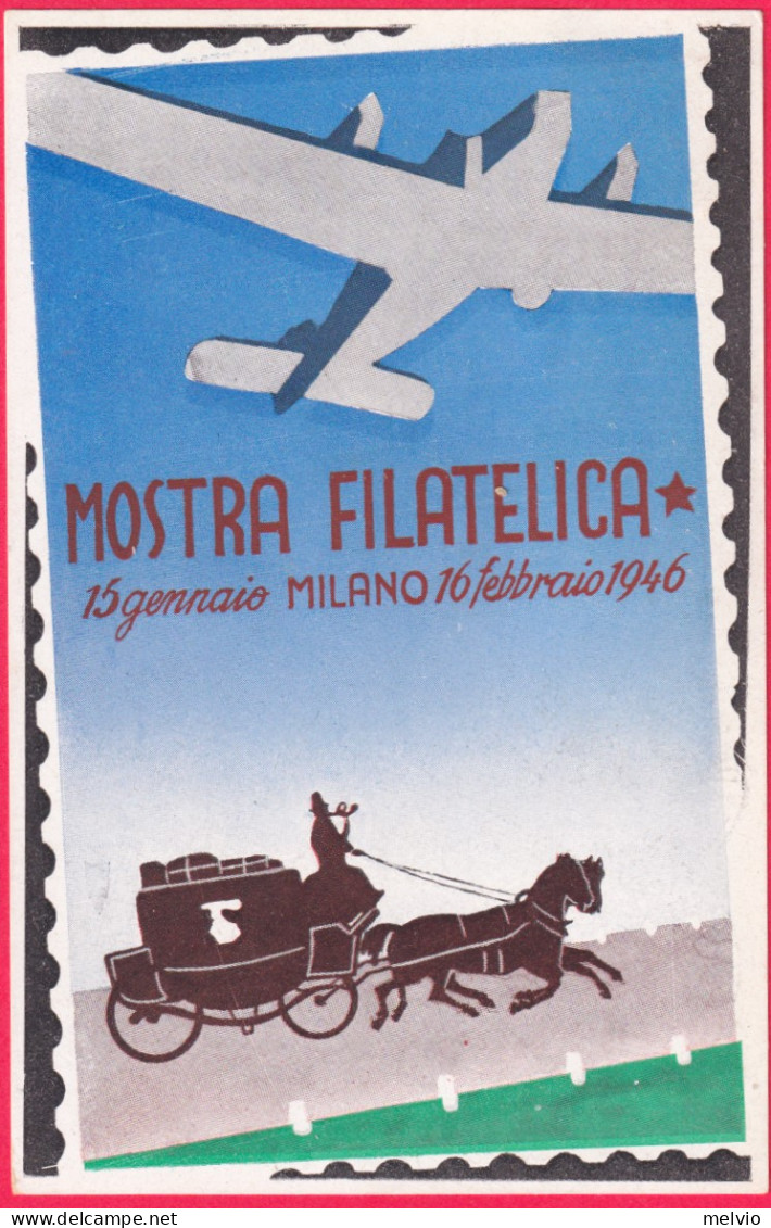 1946-mostra Filatelica Milano Annullo Speciale E Erinnofilo - Vignetten (Erinnophilie)