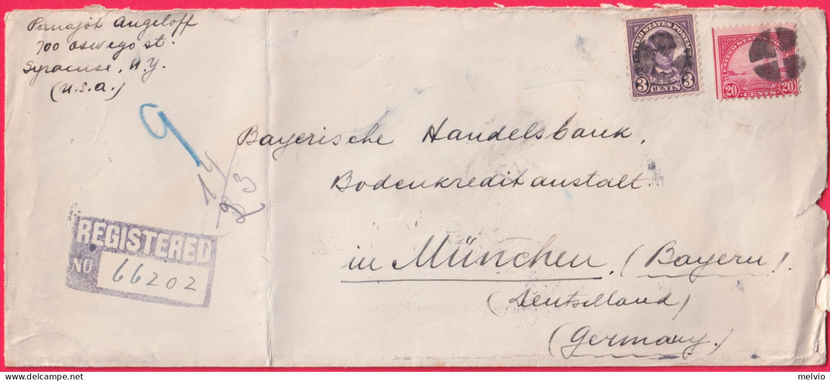 1927-U.S.A. Raccomandata Diretta In Germania - Postal History