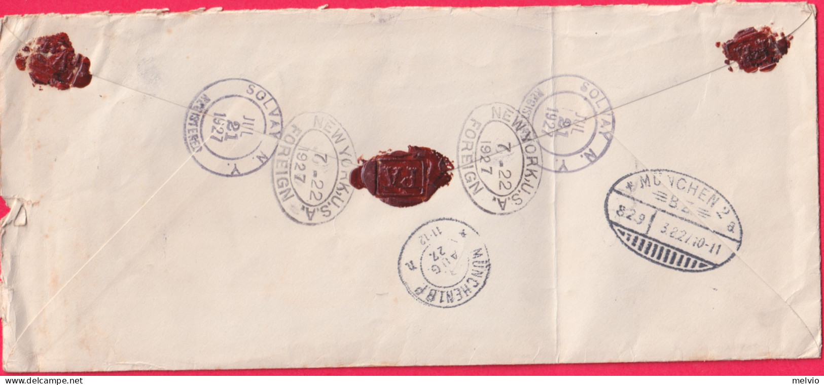 1927-U.S.A. Raccomandata Diretta In Germania - Storia Postale