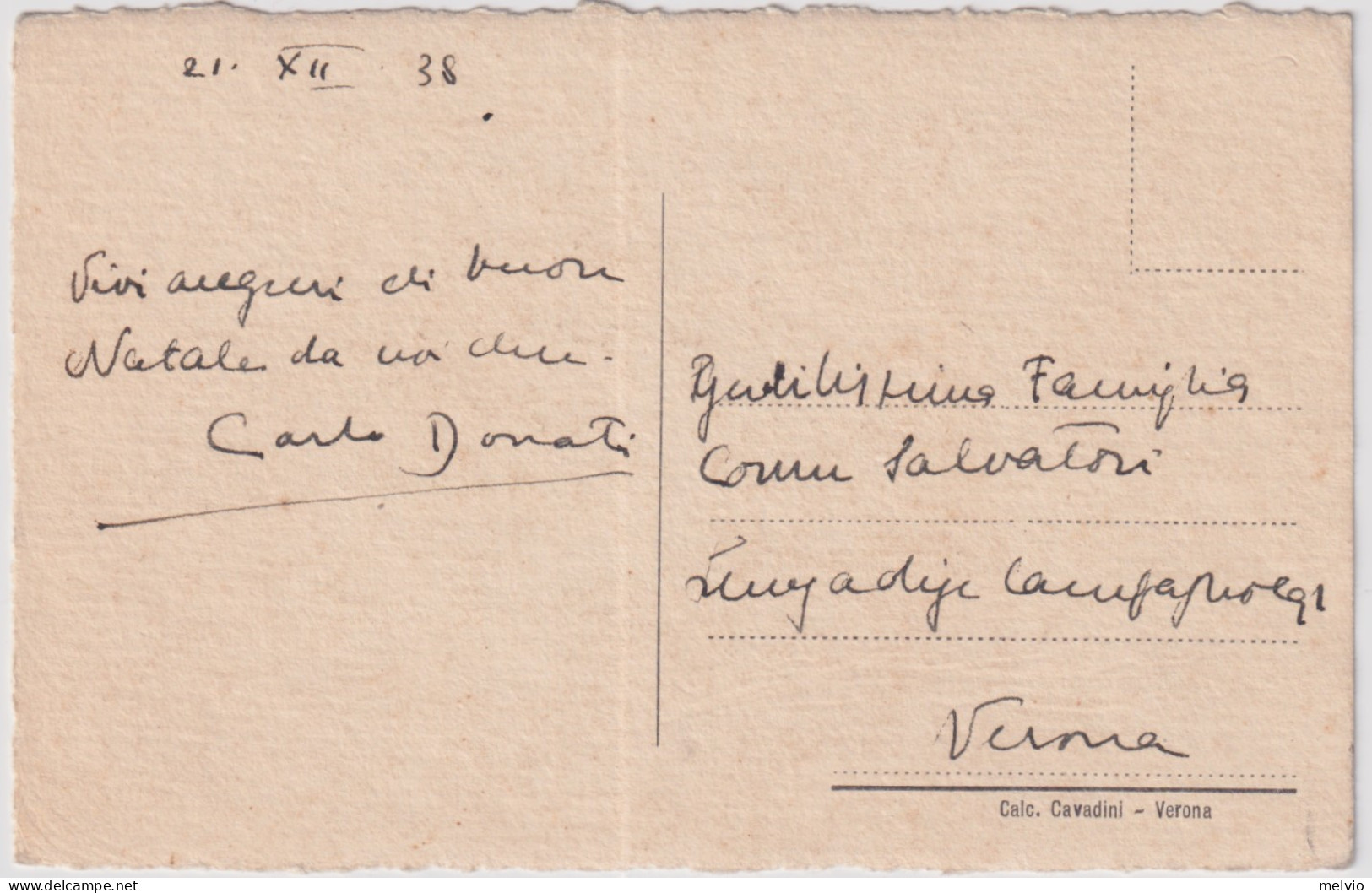 1938-autografo Del Pittore Carlo Donati Su Cartolina Non Viaggiata - Pittori E Scultori