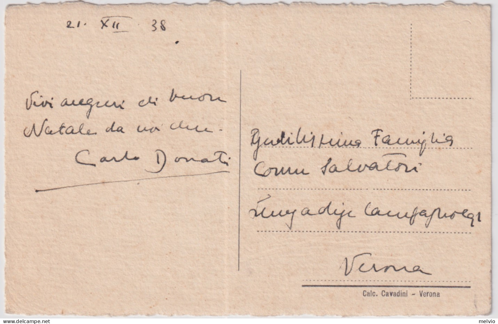 1938-autografo Del Pittore Carlo Donati Su Cartolina Non Viaggiata - Pintores Y Escultores