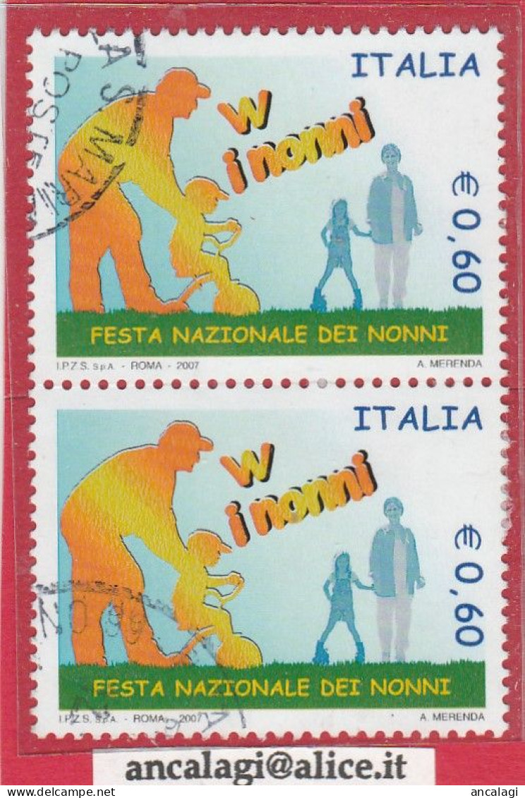 USATI ITALIA 2007 - Ref.1072A "FESTA DEI NONNI" 1 Val. In Coppia - - 2001-10: Used