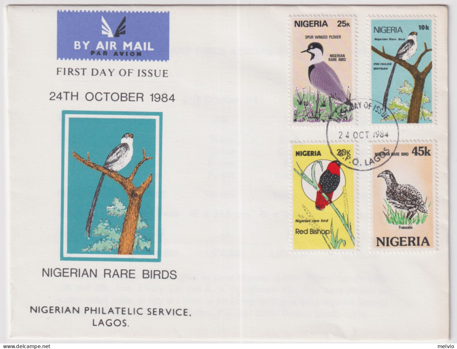 1984-Nigeria S.4 Valori Uccelli Su Fdc - Nigeria (1961-...)