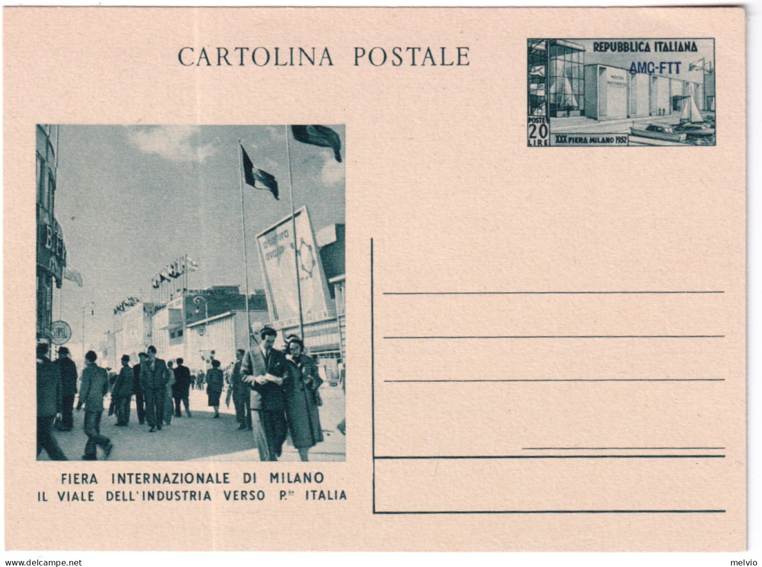 1953-Trieste A Cartolina Postale L.20 XXX Fiera Di Milano Cat.Filagrano C 20 - Storia Postale