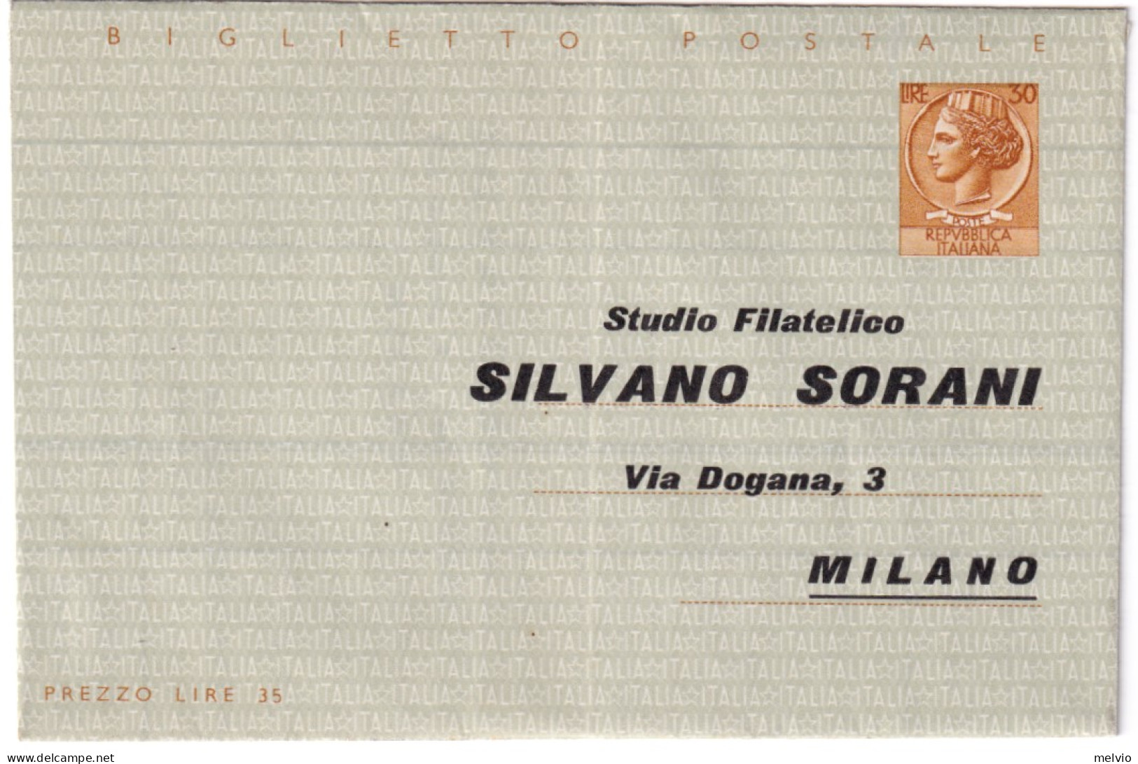 1955-biglietto Postale L.30 Siracusana Bruno Su Arancio Stampa Privata Studio Fi - Interi Postali