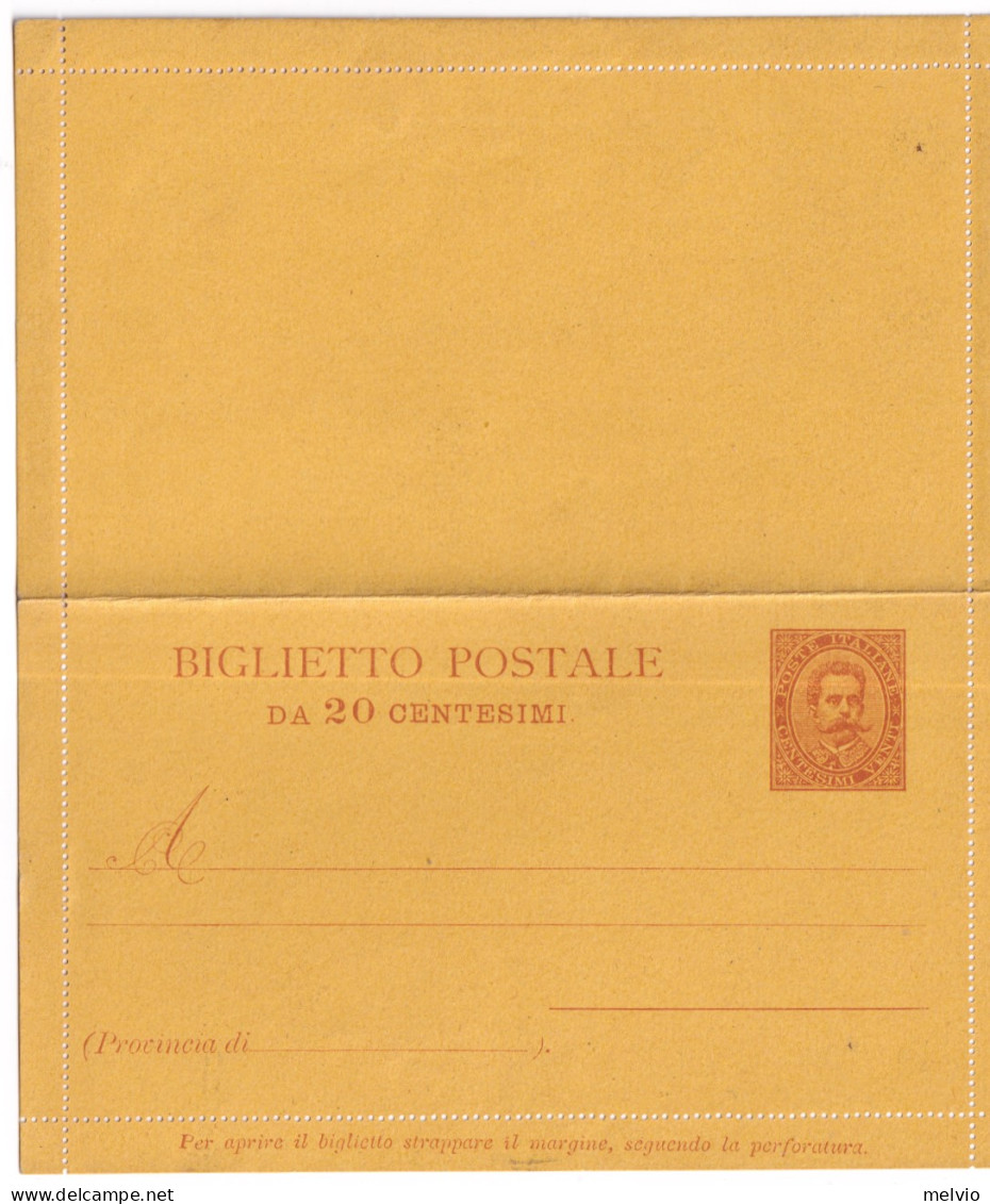 1889-biglietto Postale 20c. Bigola Arancio Cat.Unificato B 2 - Interi Postali