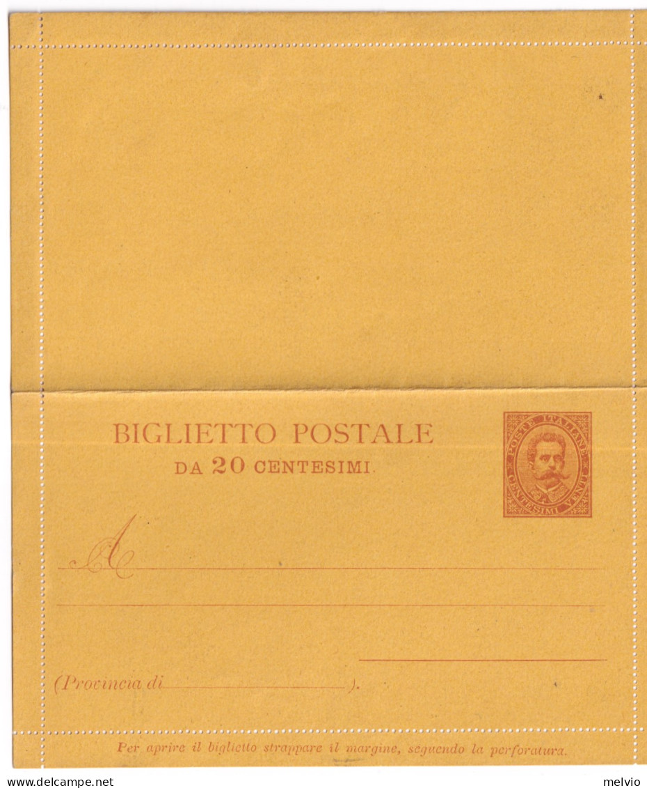 1889-biglietto Postale 20c. Bigola Arancio Cat.Unificato B 2 - Stamped Stationery