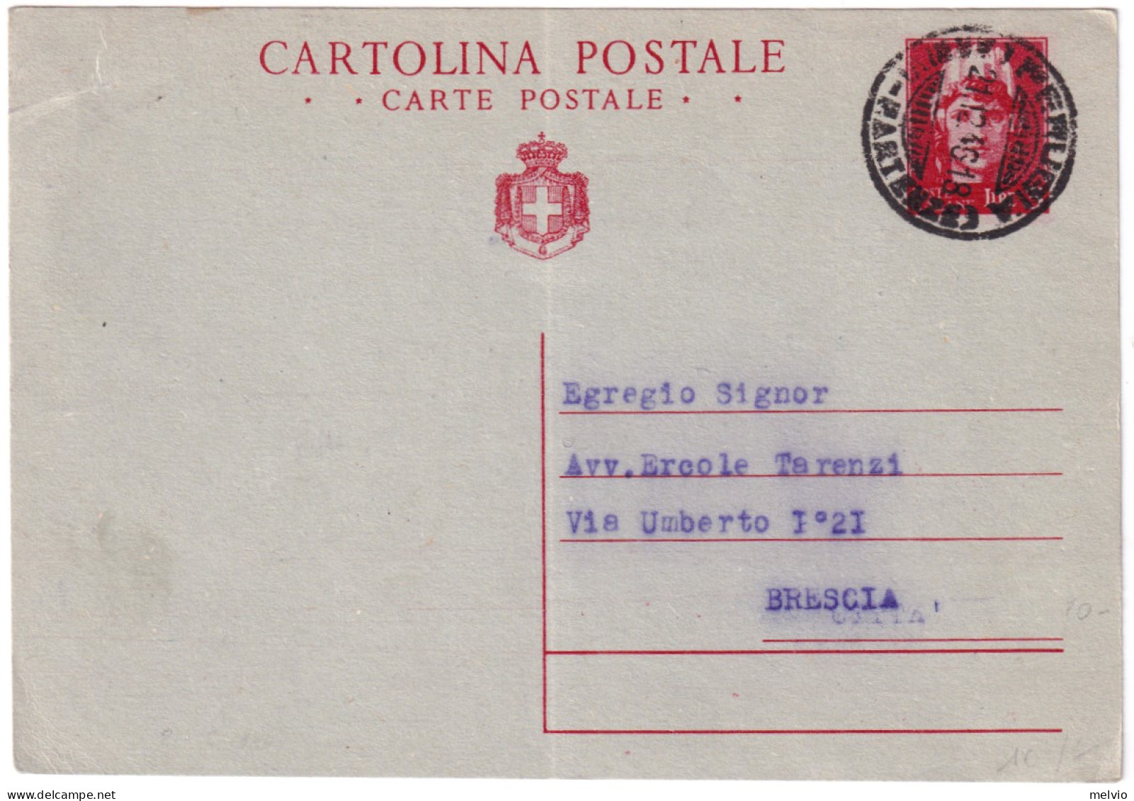 1946-cartolina Postale L.3 Turrita Con Stemma Usata Per L'interno Cat.Filagrano  - Interi Postali