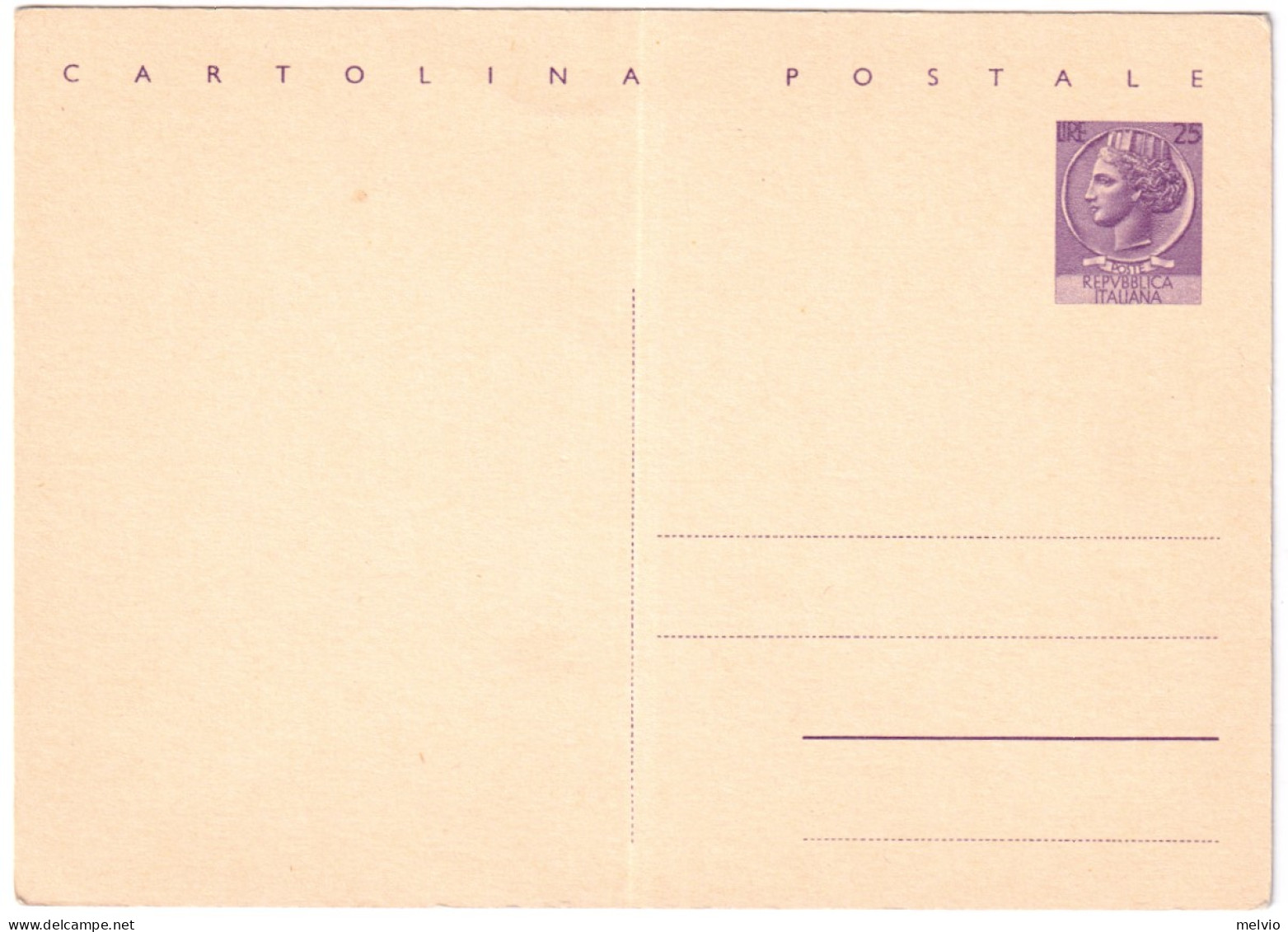 1959-cartolina Postale L.25 Siracusana Cat.Filagrano C 163 - Stamped Stationery