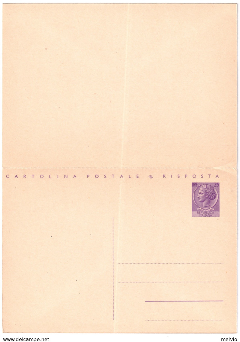 1959-cartolina Postale Con Risposta Pagata L.25 + L.25 Cat.Filagrano C 165 - Ganzsachen