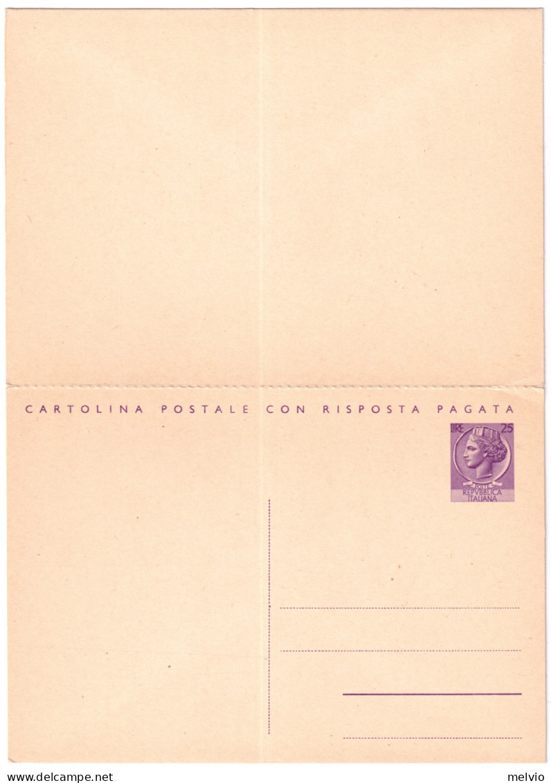 1959-cartolina Postale Con Risposta Pagata L.25 + L.25 Cat.Filagrano C 165 - Ganzsachen