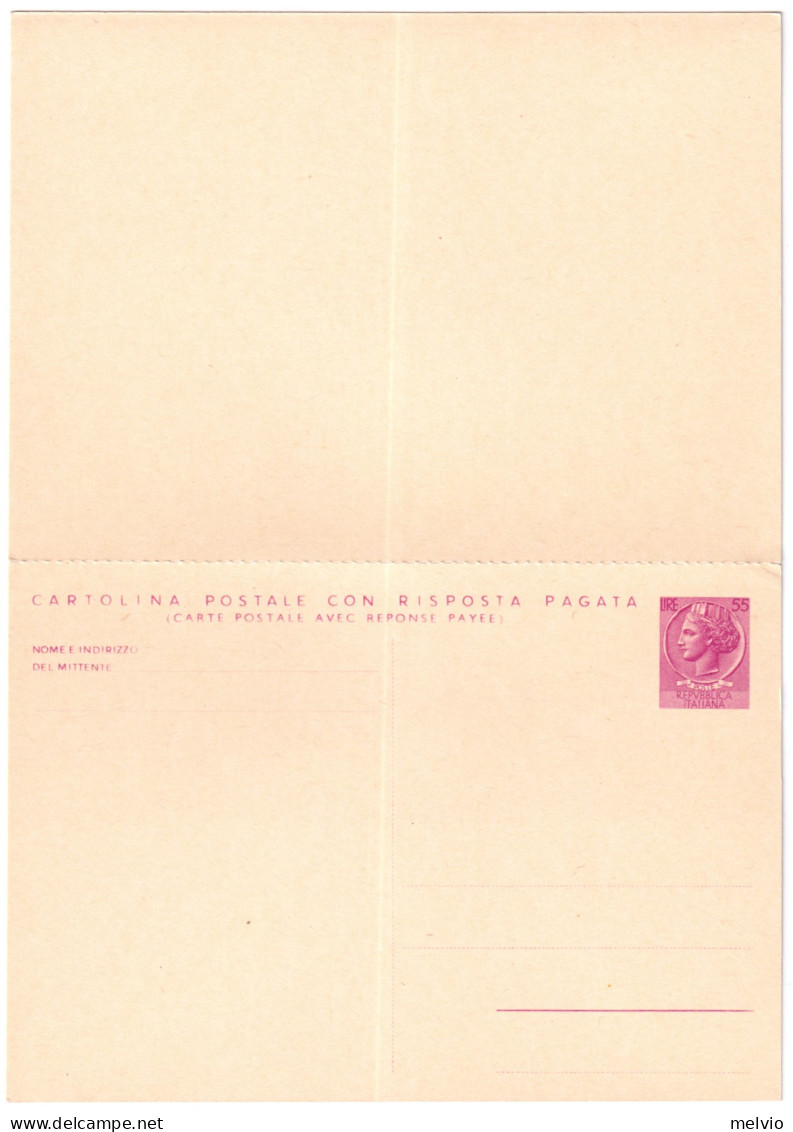 1966-cartolina Postale Con Risposta Pagata L.55+L.55 Siracusana Cat.Filagrano C  - Postwaardestukken