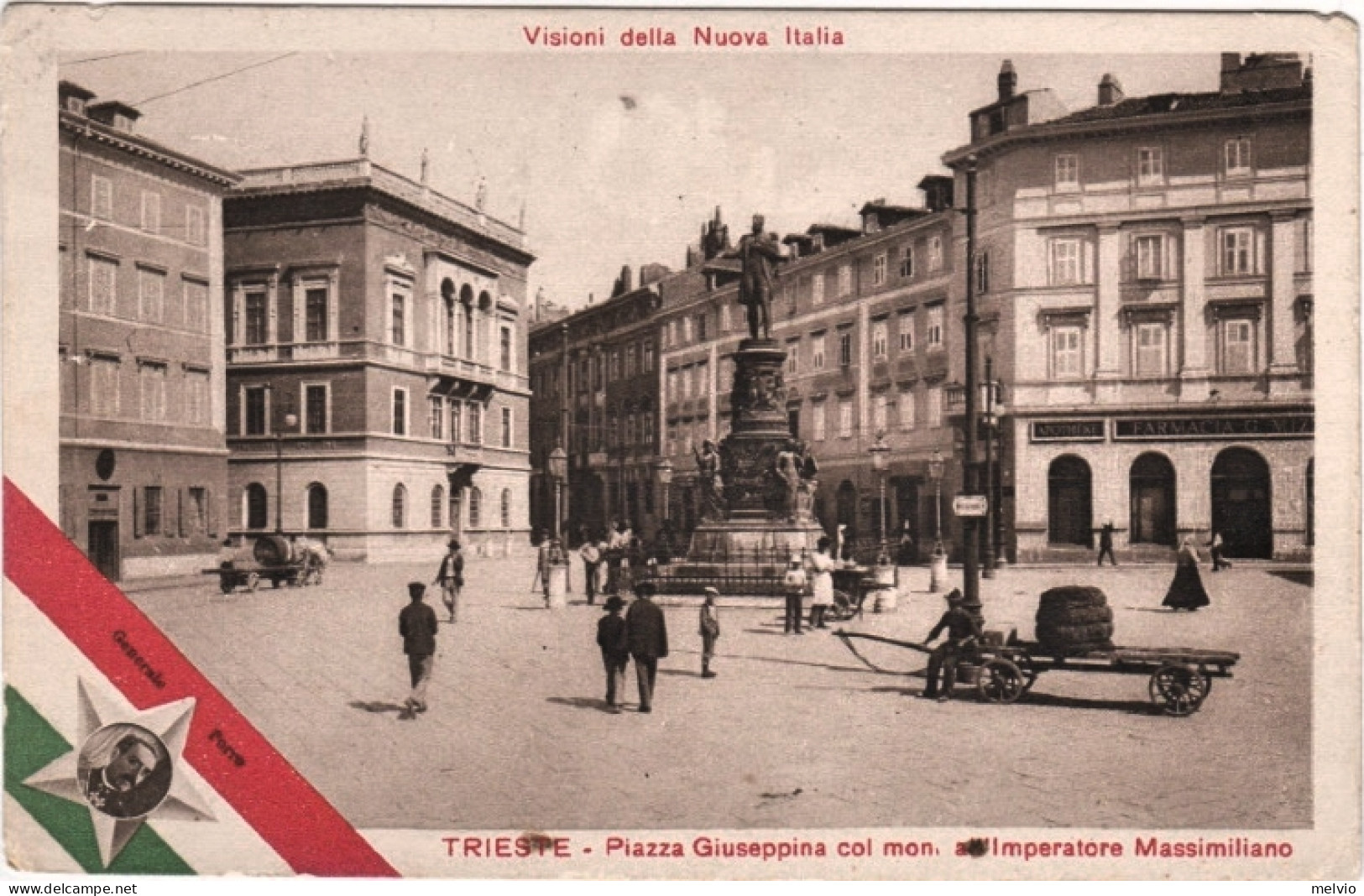 1915-visioni Della Nuova Italia Trieste Piazza Giuseppina Col Monumento All'impe - Trieste (Triest)
