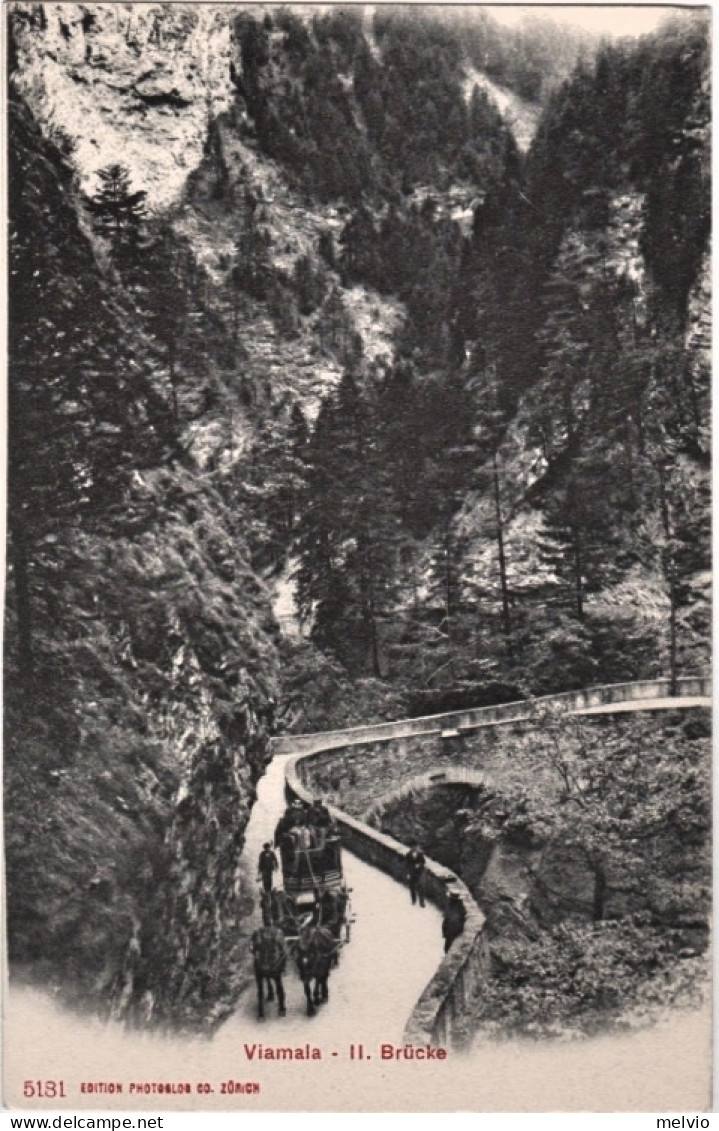 1920circa-Svizzera Viamala Brucke Animata, Carrozza Con Postiglioni - Poststempel