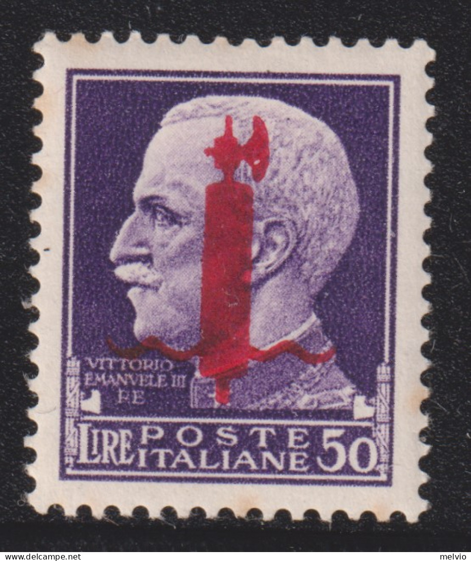 1944-Italia (MNH=**) L.50 Soprastampato Fascetto Tiratura Di Verona, Firmato Oli - Ungebraucht