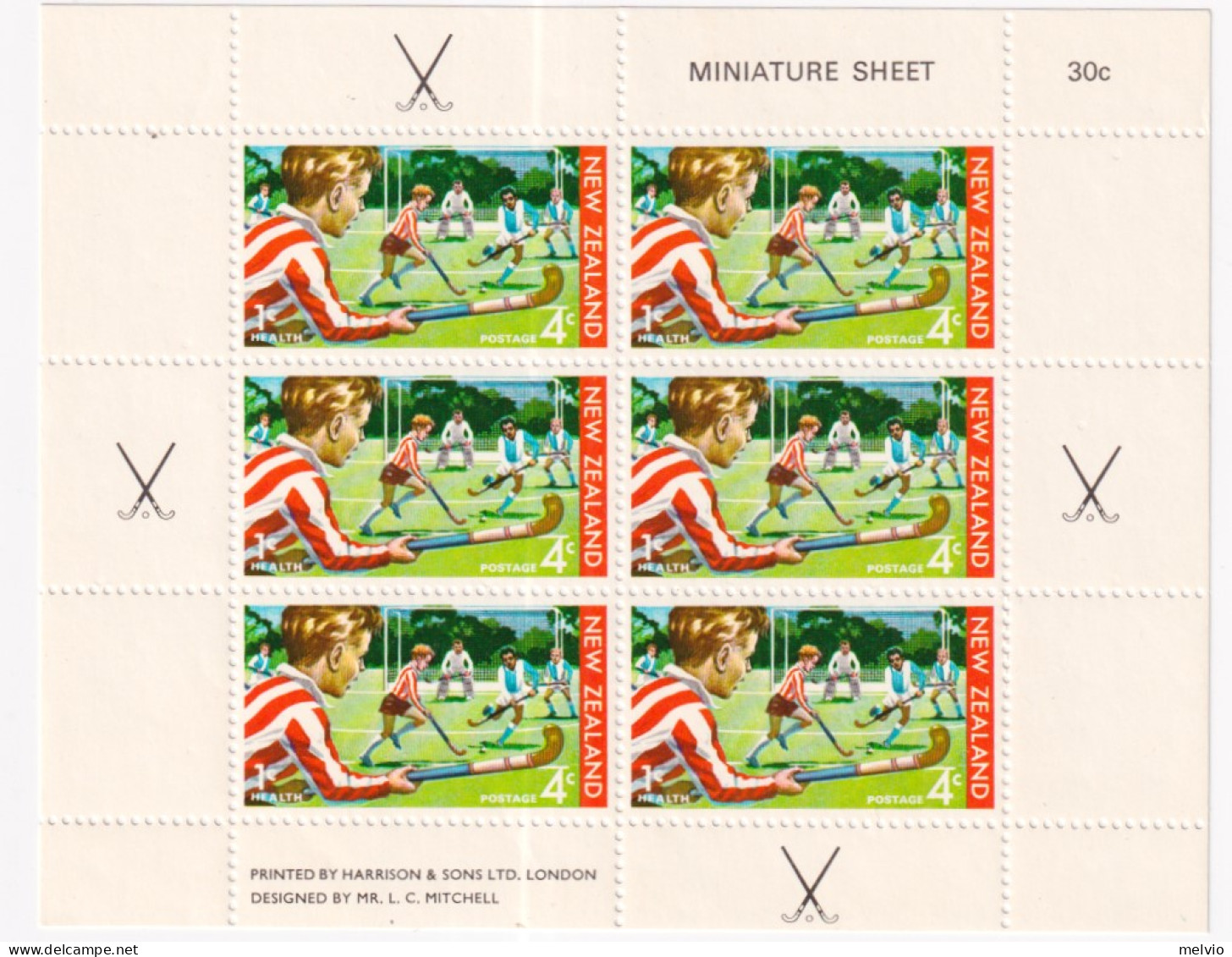 1971-Nuova Zelanda (MNH=**) Due Foglietti Da 6 Valori "sanita',gioco Dell'hockey - Autres & Non Classés