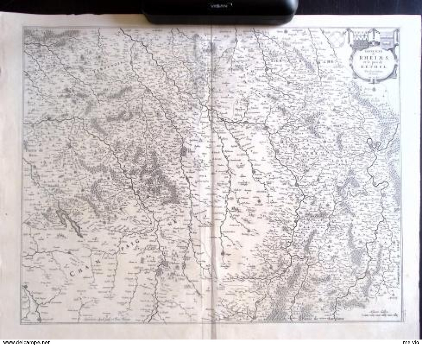 1634-Francia Diocese De Rheims Et Le Pais De Rethel, Bleau Dimensione Alla Battu - Cartes Géographiques
