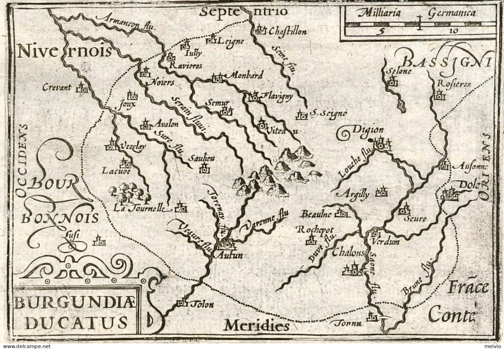 1605-"Burgundia Ducatus"carta Tratta Dalla Prima Edizione Della Cosmographia Uni - Cartes Géographiques