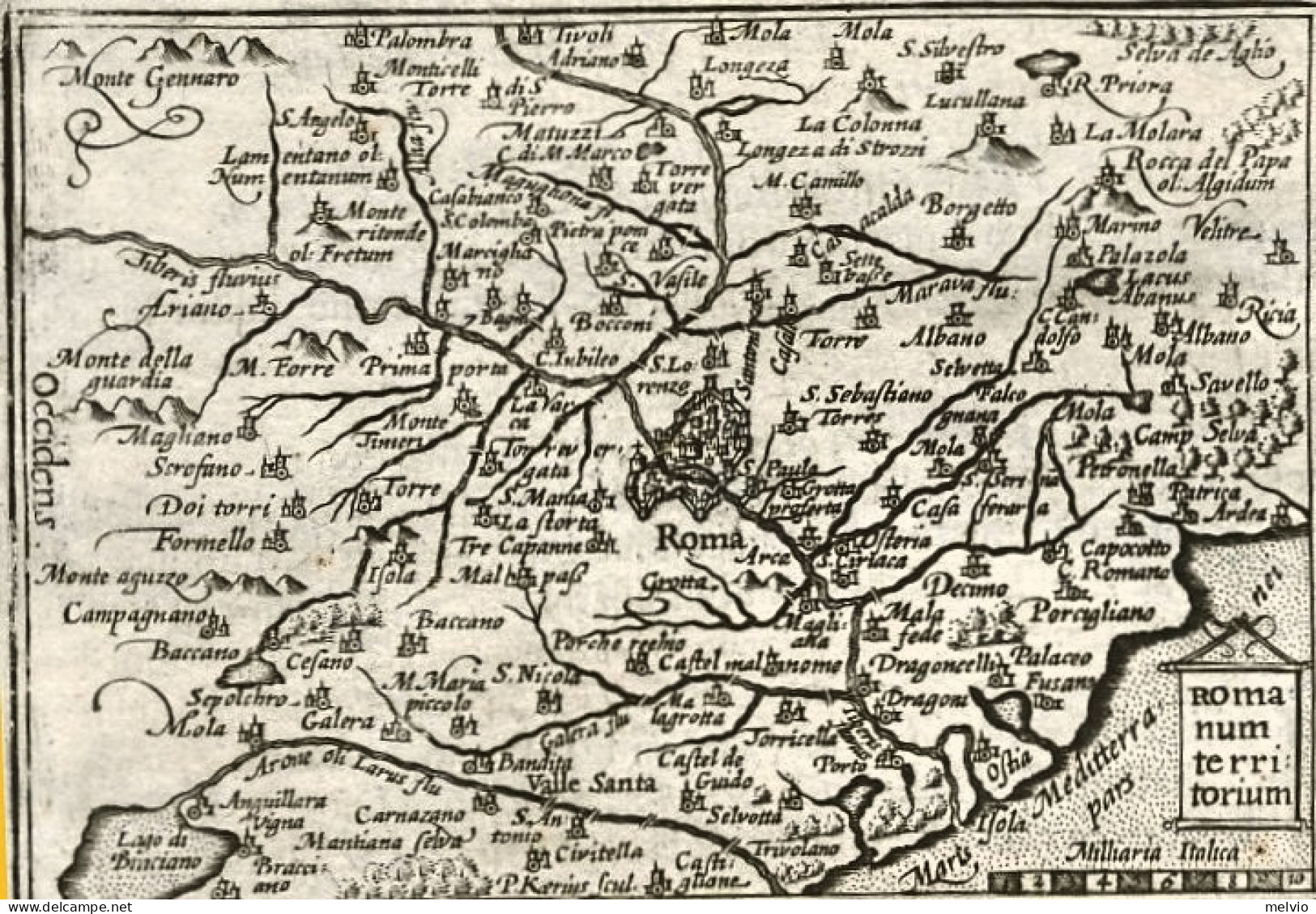 1605-"Lazio-Latium"carta Tratta Dalla Prima Edizione Della Cosmographia Universa - Cartes Géographiques