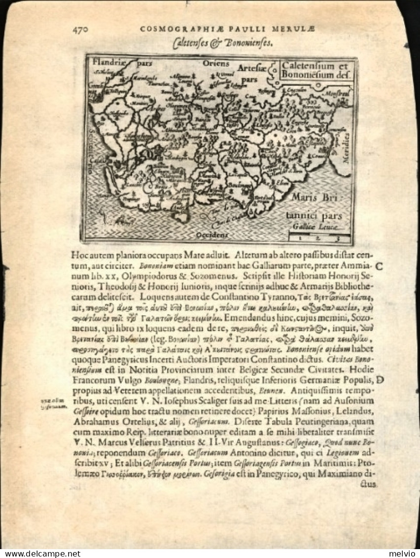 1605-"Caletensium Et Bononiensium"carta Tratta Dalla Prima Edizione Della Cosmog - Cartes Géographiques