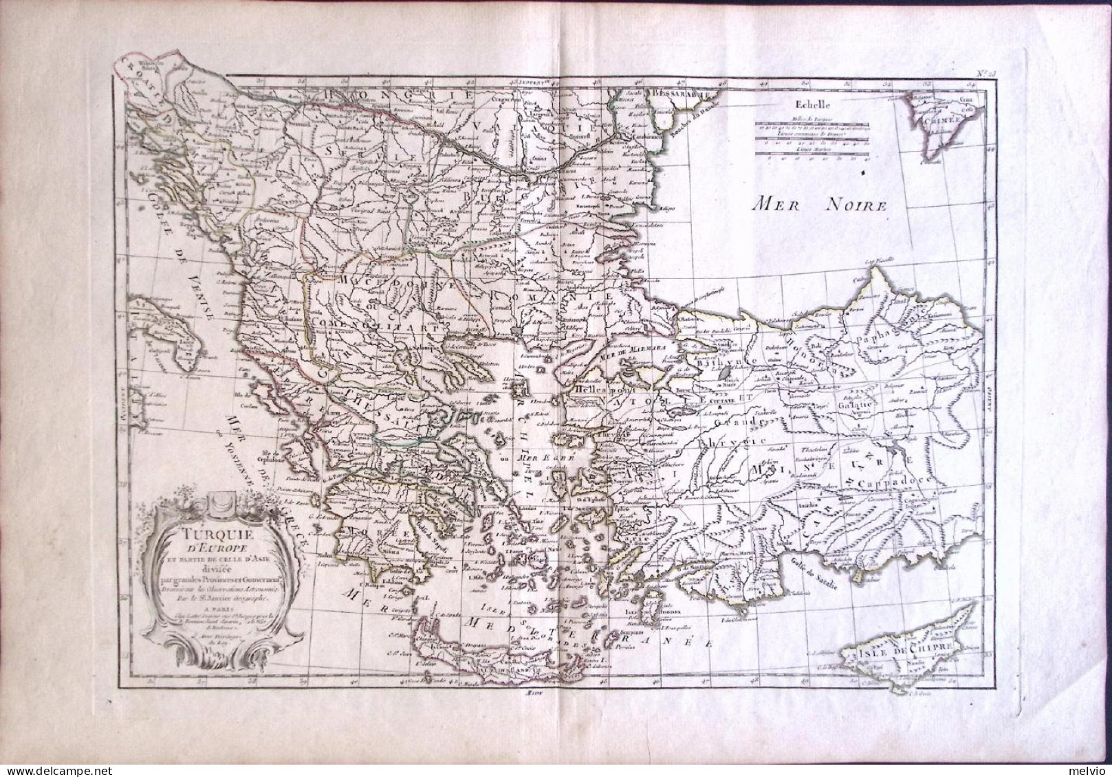 1762-Janvier "Turquie D' Europe Et Partie De Celle D' Asie Divissee Par Grandes  - Cartes Géographiques