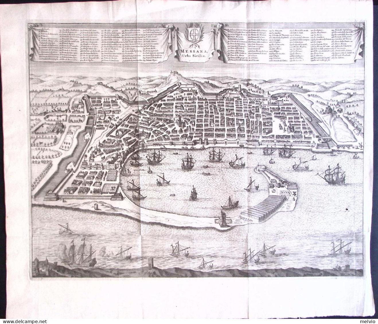 1715-Philippo Cluverio "Messina Messana Urbs Sicilia"dimensioni Lastra 50x39cm.+ - Cartes Géographiques