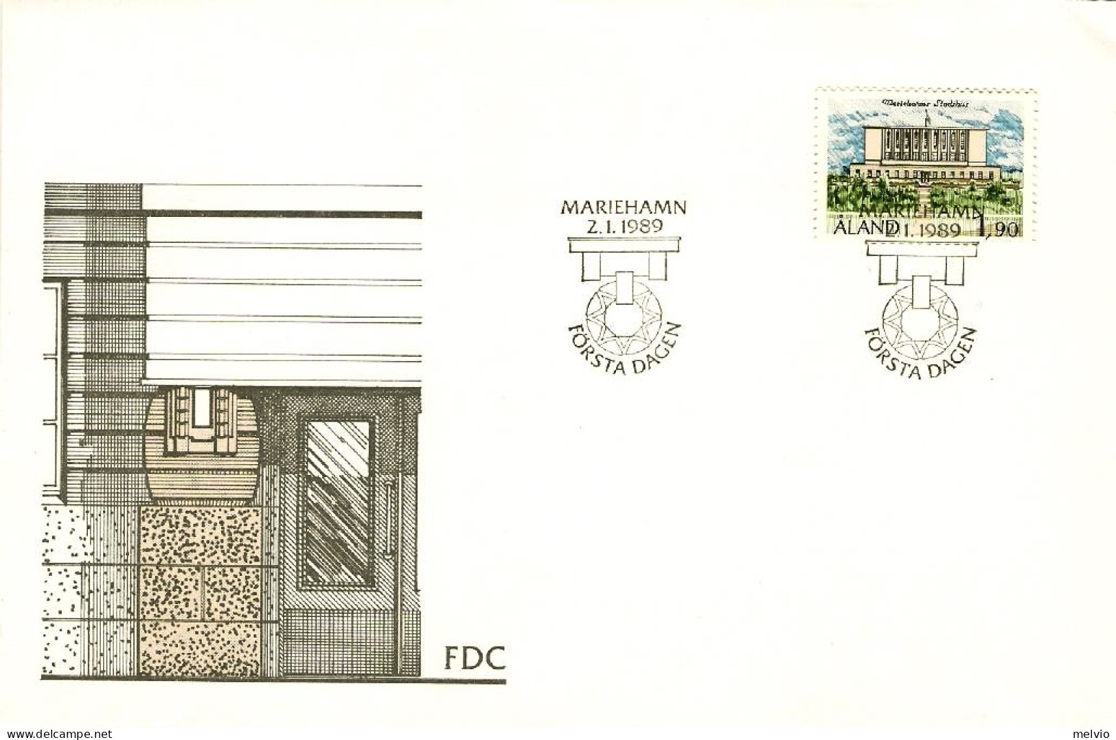 1989-Aland S.1v."municipio Di Mariehamn"su Fdc Illustrata - Aland