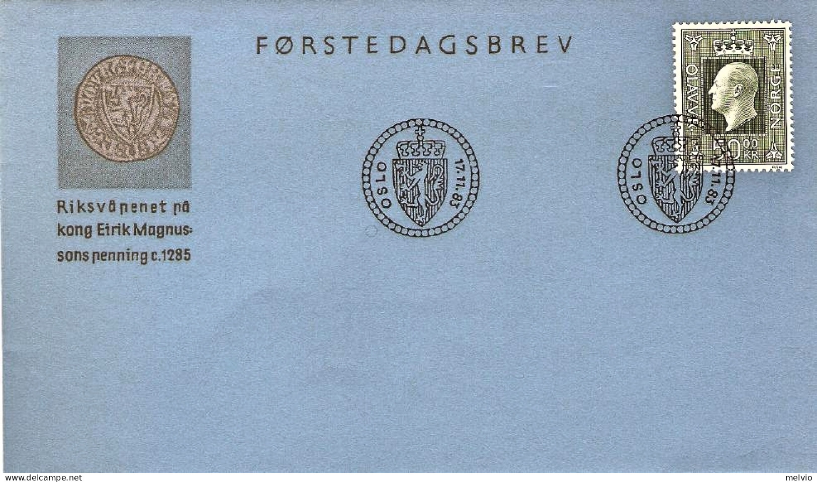 1983-Norvegia Valore Complementare Da 50kr.effigie Di Re Olav V Su Fdc - FDC