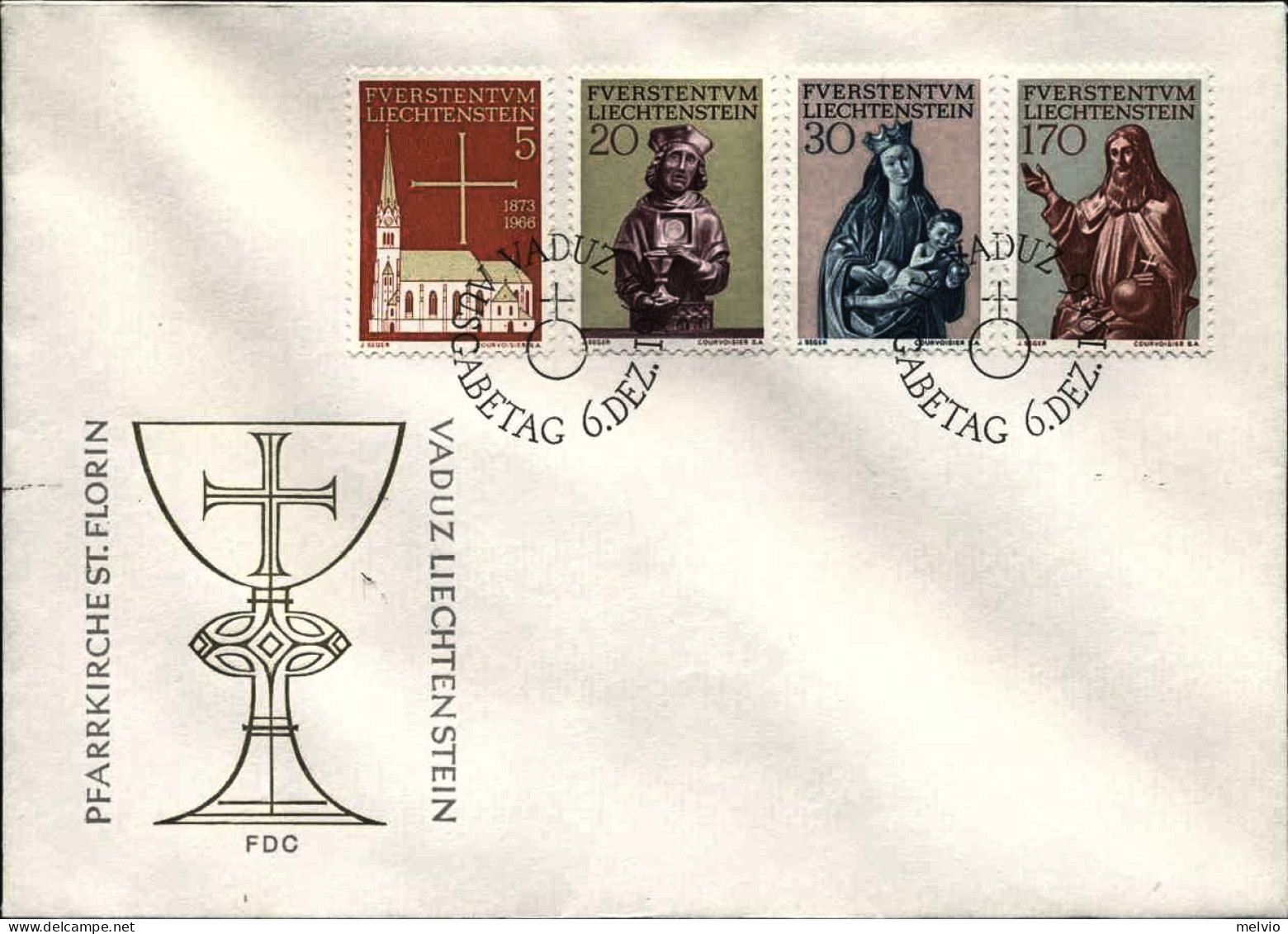 1966-Liechtenstein S.4v."restaurazione Della Chiesa Parrocchiale Di Vaduz"su Fdc - FDC