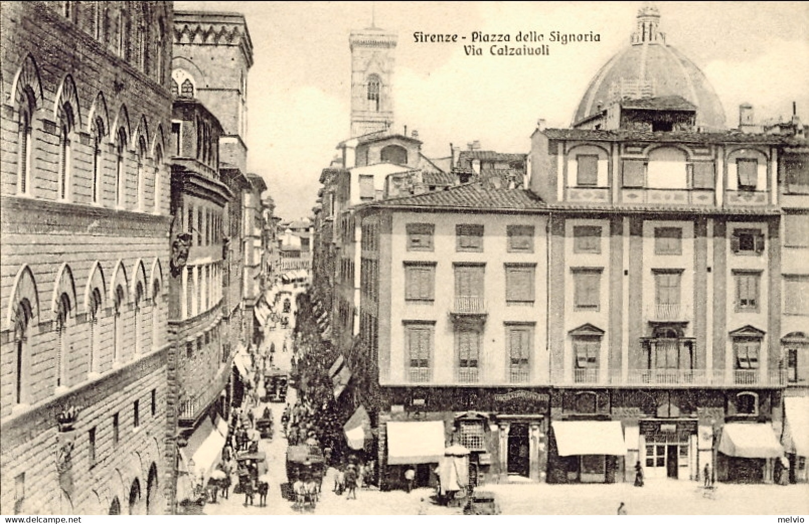 1930circa-"Firenze-piazza Della Signoria Di Via Calzaiuoli (animata)"non Viaggia - Firenze (Florence)