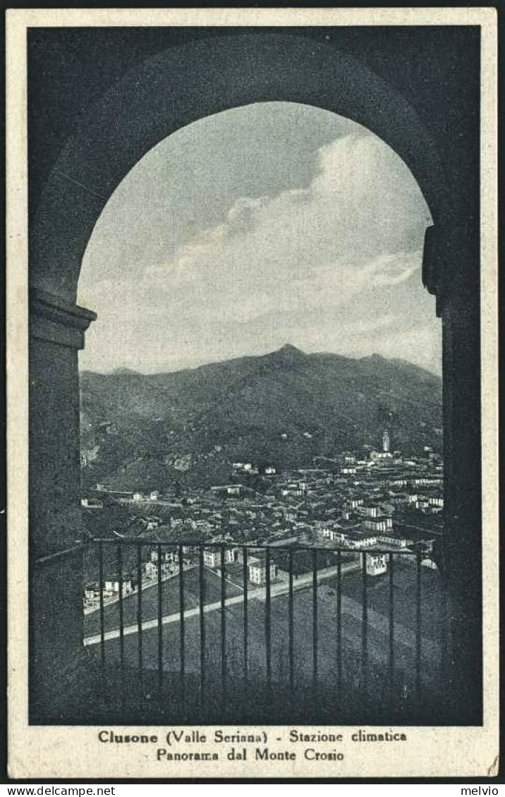 1944-Bergamo "Clusone (Valle Seriana)Panorama Dal Monte Crosio"cartolina Affranc - Bergamo