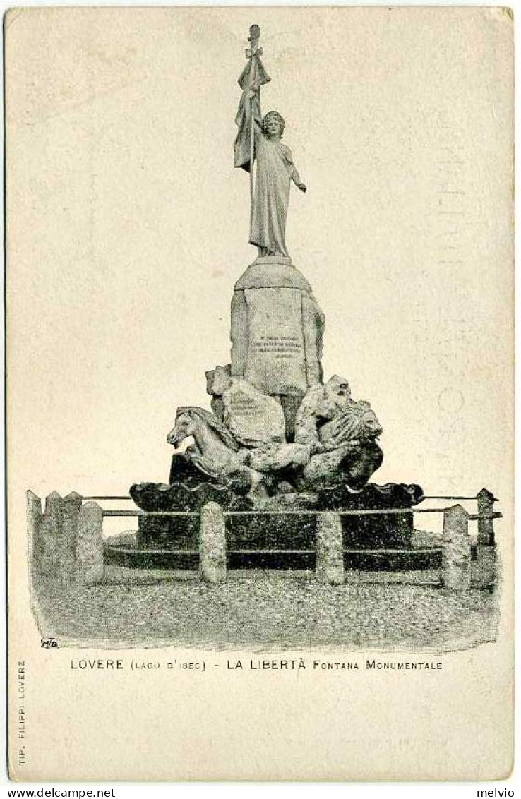 1900circa-"Lovere Bergamo-fontana Monumentale La Liberta'" - Bergamo