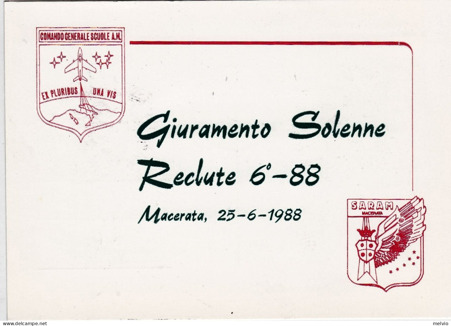 Vaticano-1988  Volo Macerata Ciampino Giuramento Solenne,corrispondenza Trasport - Poste Aérienne