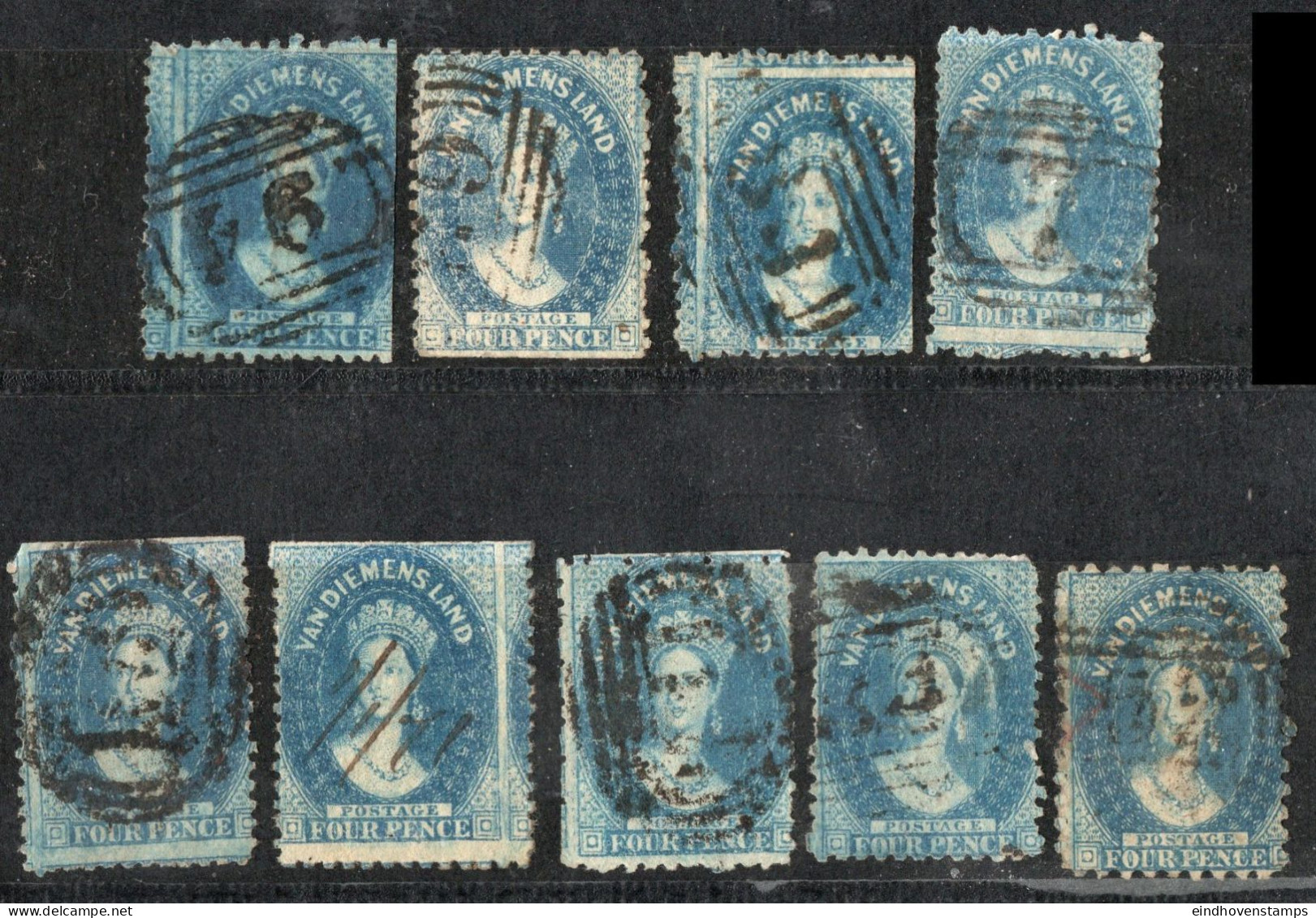 Tasmania 1864 4 P Chalon Head Waternark Figure 9 Ex Shades Cancelled - Oblitérés