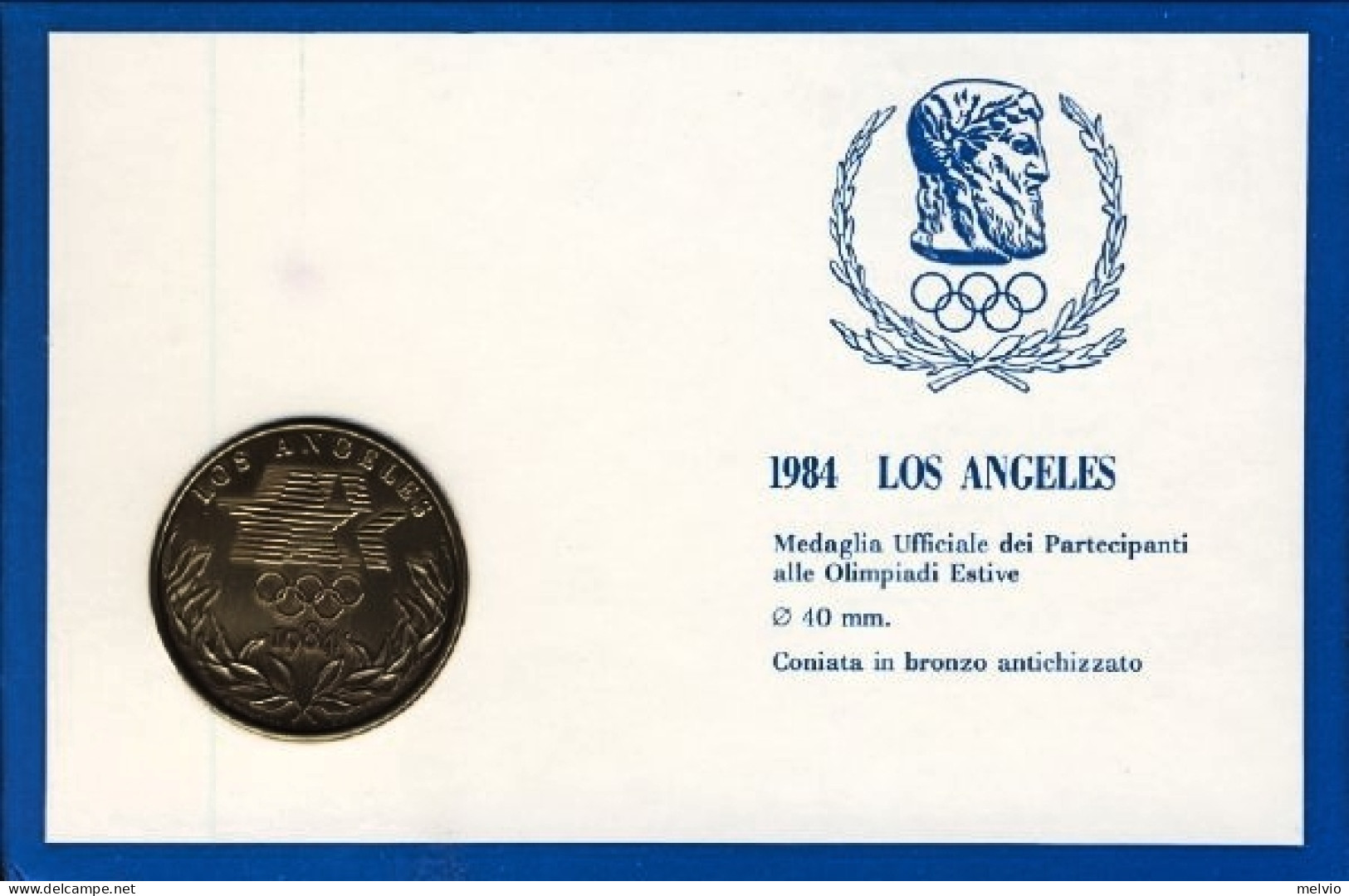 1984-Los Angeles Medaglia Ufficiale Dei Partecipanti Alle Olimpiadi Estive Conia - Postal History