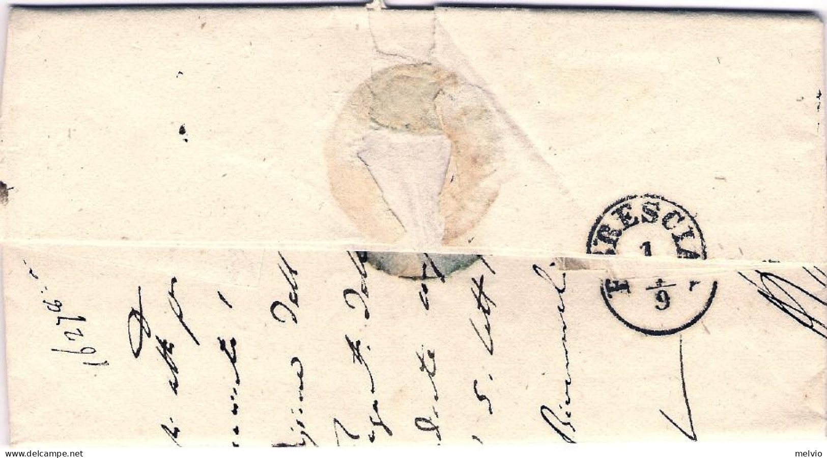 1853-(Brescia) Piego Con Testo Lineare Corsivo Iseo 1 Settembre - 1. ...-1850 Prephilately