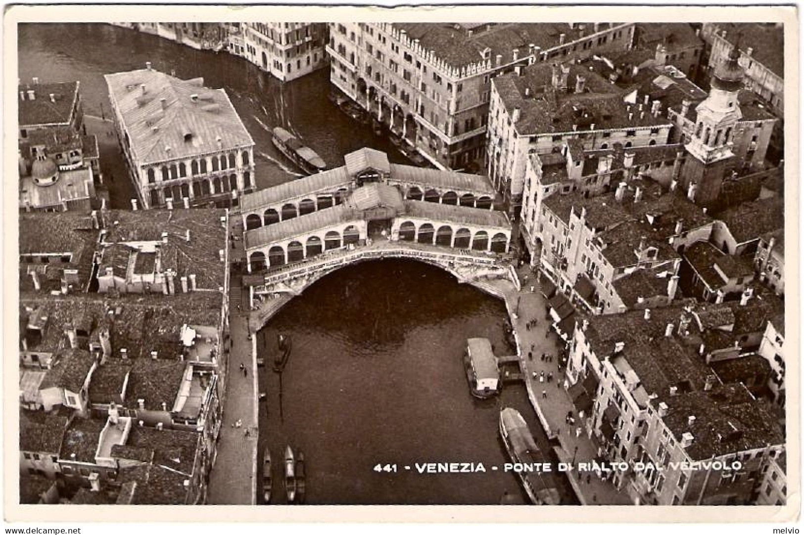 1935-cartolina Foto Aerea Venezia Ponte Di Rialto Annullo Meccanico La Lotteria  - Venezia (Venice)