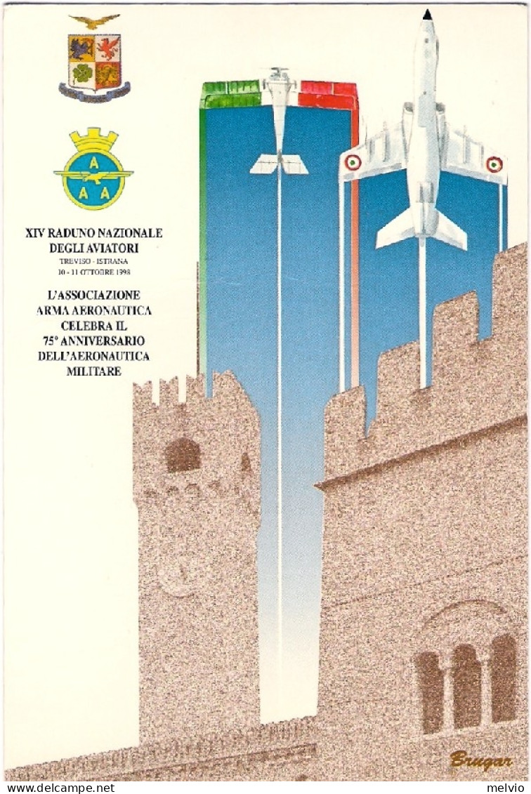 1998-Vaticano Cartolina Illustrata 75 Anniversario Dell'aeronautica Militare - Aéreo