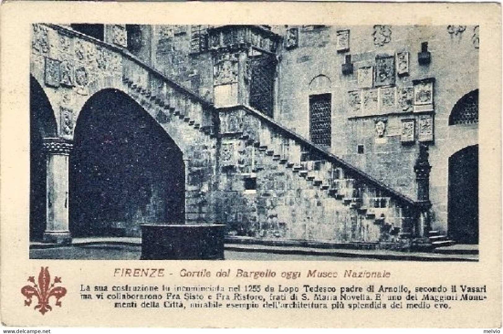 1934-Firenze Cortile Del Bargello Affrancata 30c. Imperiale Annullo Mess. Roma-B - Firenze (Florence)