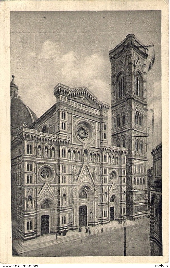 1928-cartolina Firenze Facciata Della Cattedrale Affrancata 75c. Diretta In Ceco - Firenze (Florence)